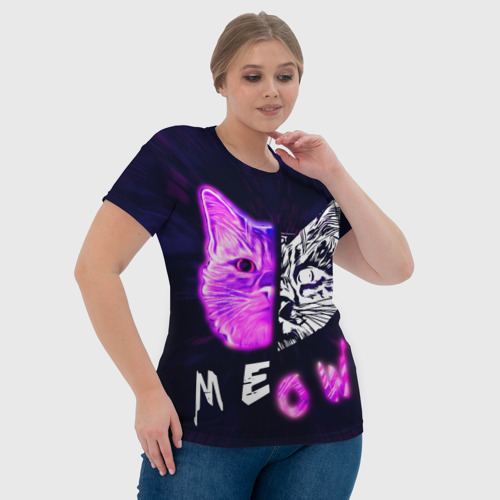 Женская футболка 3D Stray - светящийся Киберпанк кот, цвет 3D печать - фото 6