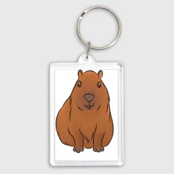 Брелок прямоугольный 35*50 Капибара сидит и радуется