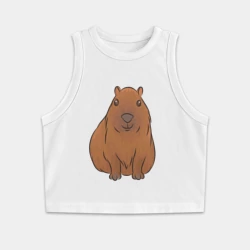 Женская укороченная майка-топ хлопок Капибара сидит и радуется