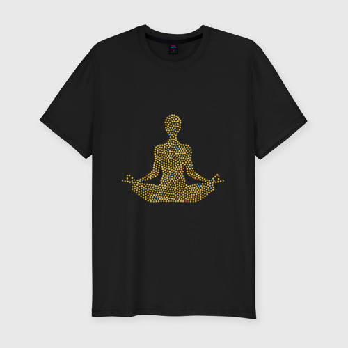 Мужская футболка хлопок Slim Медитация смайлики, цвет черный