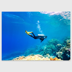 Поздравительная открытка Аквалангист исследует коралловый риф