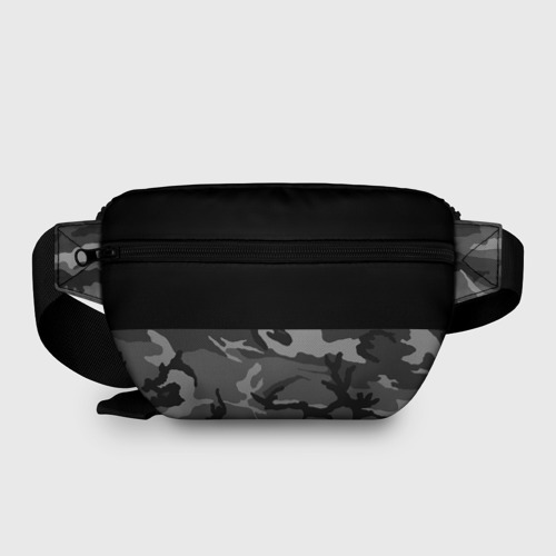 Поясная сумка 3D с принтом FCK gray military, вид сзади #1