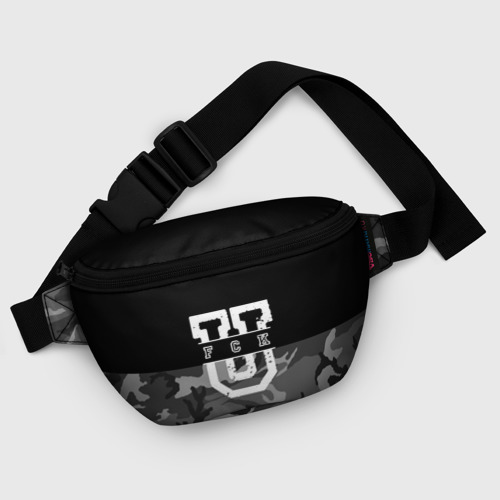 Поясная сумка 3D с принтом FCK gray military, фото #5