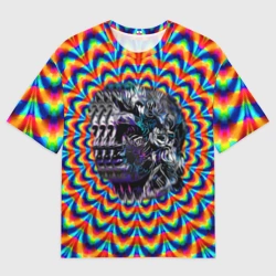 Женская футболка oversize 3D Психоделика - античная иллюзия