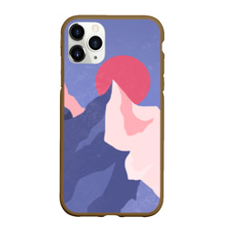Чехол для iPhone 11 Pro Max матовый Пейзаж гор и леса в стиле ретро