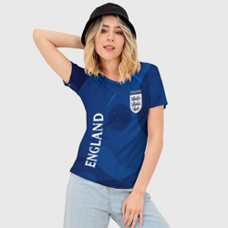 Женская футболка 3D Slim Сборная Англии Синяя Абстракция - фото 2