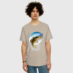 Мужская футболка хлопок Oversize Ловля окуня на блесну - фото 2