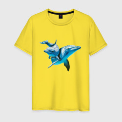 Мужская футболка хлопок Дельфин с дельфинёнком