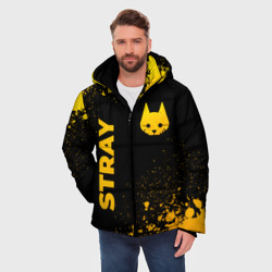 Мужская зимняя куртка 3D Stray - gold gradient: символ и надпись вертикально - фото 2