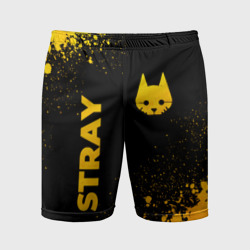 Мужские шорты спортивные Stray - gold gradient: символ и надпись вертикально