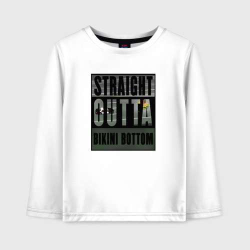 Детский лонгслив хлопок Straight Outta Bikini Bottom, цвет белый