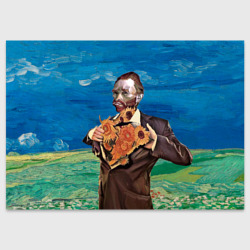 Ван Гог портрет с Подсолнухами – Поздравительная открытка с принтом купить