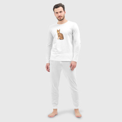 Мужская пижама с лонгсливом хлопок Кот бенгал - фото 2