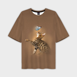 Мужская футболка oversize 3D Бенгал котенок