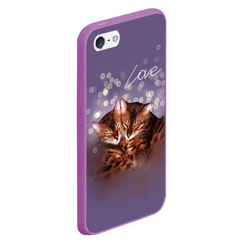 Чехол для iPhone 5/5S матовый Bengal cat love, цвет фиолетовый - фото 3