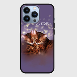 Чехол для iPhone 13 Pro Bengal cat love