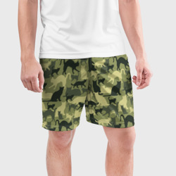 Мужские шорты спортивные Кошачий камуфляж в зеленой гамме - фото 2