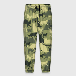 Мужские брюки 3D Кошачий камуфляж в зеленой гамме
