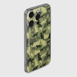 Чехол для iPhone 15 Pro Max силиконовый с защитой камеры Кошачий камуфляж в зеленой гамме - фото 2