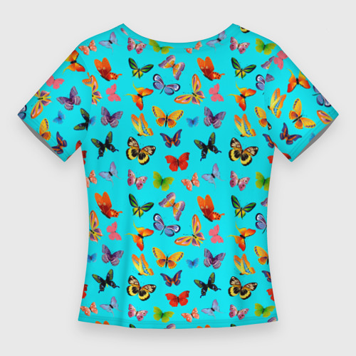 Женская футболка 3D Slim Colorful butterflies, цвет 3D печать - фото 2