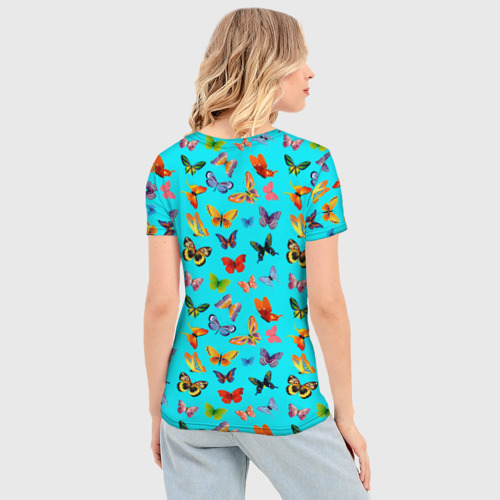 Женская футболка 3D Slim Colorful butterflies, цвет 3D печать - фото 4