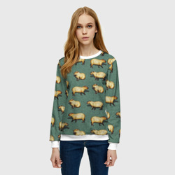 Женский свитшот 3D Капибары на траве - фото 2