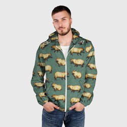 Мужская ветровка 3D Капибары на траве - фото 2