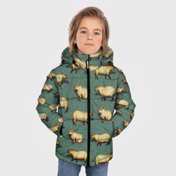 Зимняя куртка для мальчиков 3D Капибары на траве - фото 2
