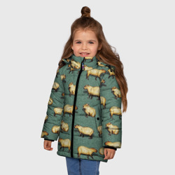Зимняя куртка для девочек 3D Капибары на траве - фото 2