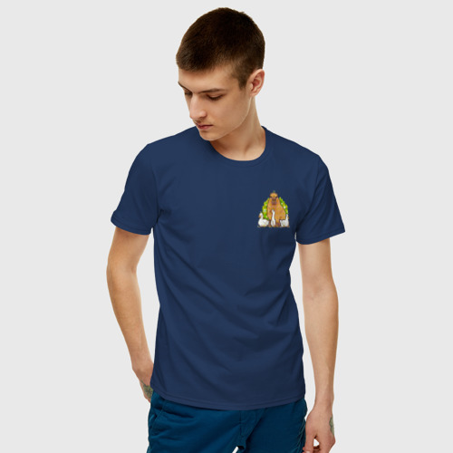 Мужская футболка хлопок Капибара с утками, цвет темно-синий - фото 3