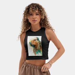 Женская укороченная майка-топ хлопок Капибара акварельная живопись - фото 2