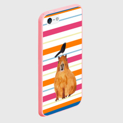 Чехол для iPhone 5/5S матовый Капибара с птичкой - фото 2