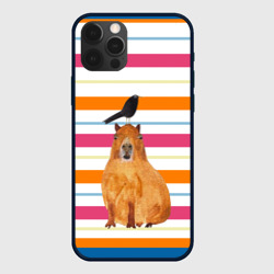 Чехол для iPhone 12 Pro Капибара с птичкой