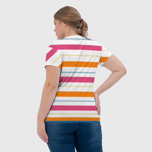 Женская футболка 3D с принтом Капибара с птичкой, вид сзади #2