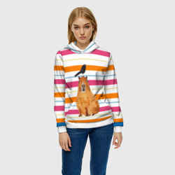 Женская толстовка 3D Капибара с птичкой - фото 2