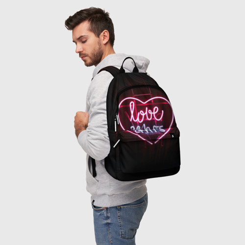 Рюкзак 3D с принтом Неоновая любовь 24 часа, фото на моделе #1