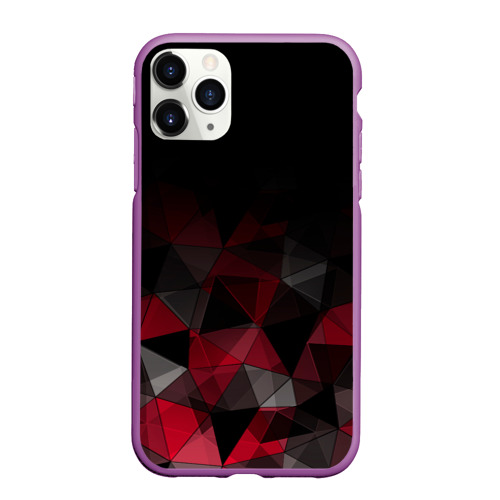 Чехол для iPhone 11 Pro Max матовый с принтом Черно-красный  геометрический, вид спереди #2