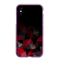 Чехол для iPhone XS Max матовый Черно-красный  геометрический