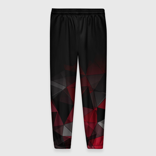 Мужские брюки 3D с принтом Черно-красный  геометрический, вид сзади #1