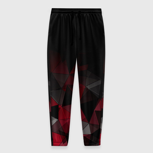Мужские брюки 3D с принтом Черно-красный  геометрический, вид спереди #2