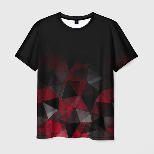 Мужская футболка с принтом Черно-красный  геометрический, вид спереди №1