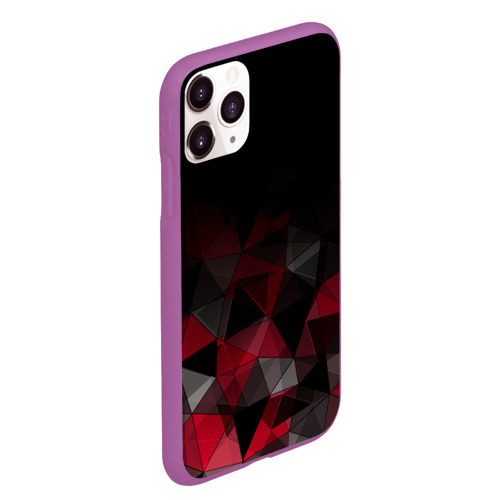 Чехол для iPhone 11 Pro Max матовый с принтом Черно-красный  геометрический, вид сбоку #3