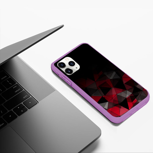 Чехол для iPhone 11 Pro Max матовый с принтом Черно-красный  геометрический, фото #5