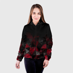 Женская куртка 3D Черно-красный  геометрический - фото 2