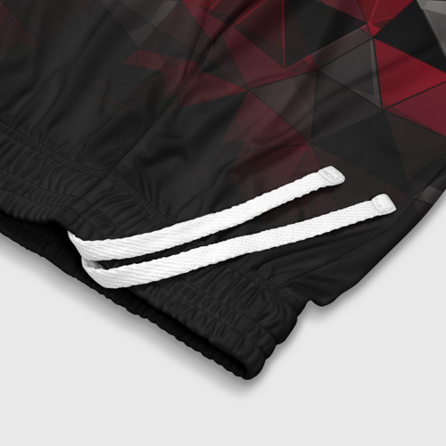 Детские спортивные шорты 3D с принтом Черно-красный  геометрический, фото #4