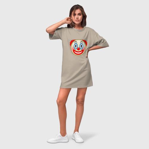 Платье-футболка хлопок Эмодзи Клоун, цвет миндальный - фото 3