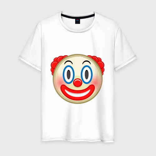Мужская футболка из хлопка с принтом Эмодзи Клоун, вид спереди №1