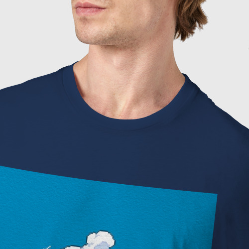 Мужская футболка хлопок Капибара в поле, цвет темно-синий - фото 6