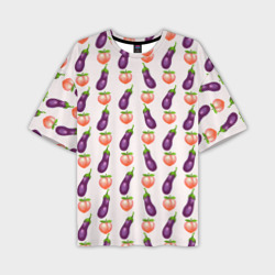 Мужская футболка oversize 3D Баклажаны и персики паттерн