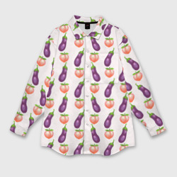 Мужская рубашка oversize 3D Баклажаны и персики паттерн